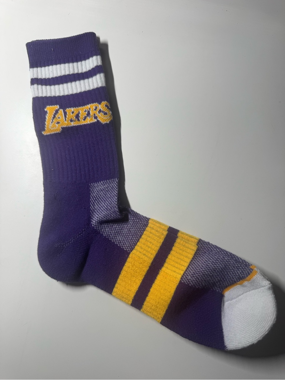 Los Angeles Lakers Crew Socks Purple Gold Athletic Basketball Adult NWOT
